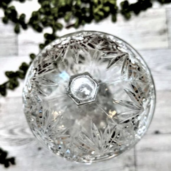 Vintage Teleflora Crystal Cut Glass Egg Shaped Pedestal Candy Dish with Lid - Picture 2 of 4